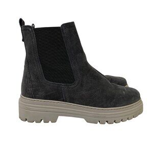 Gabor Gazania Women’s Chelsea Boots Gray Suede Chunky Sole Size 9